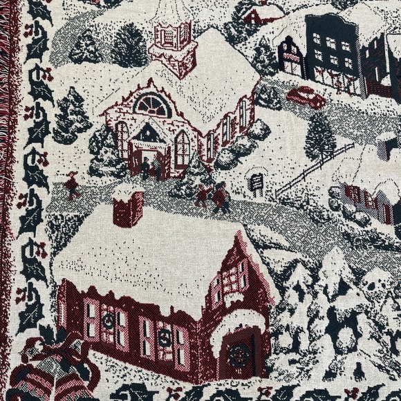 THE NORTH POLE SERIES CHRISTMAS WINTER SCENE TAPESTRY THROW 68x47 EUC - Picture 3 of 5